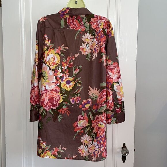 Soft Surroundings brown floral cotton tunic - Picture 6 of 9